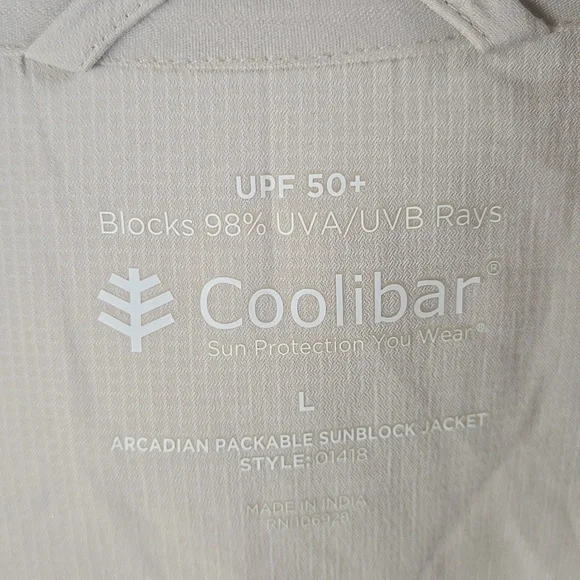 Coolibar Arcadian Packable Sunblock Jacket Beige Sz M NWT UPF 50+ Lightweight - Picture 4 of 10
